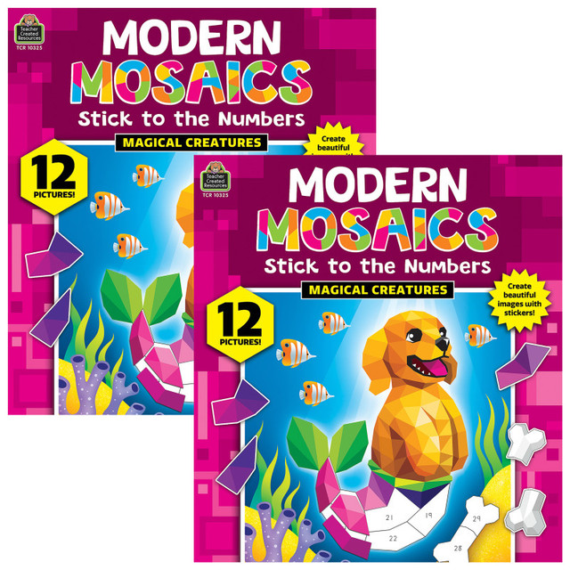 TEACHER CREATED RESOURCES Teacher Created Resources® Magical Creatures Modern Mosaics Stick to the Numbers Activity Book, Pack of 2