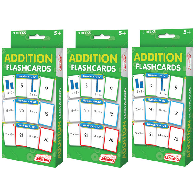 JUNIOR LEARNING Junior Learning® Addition Flashcards, 3 Sets Per Pack, 3 Packs