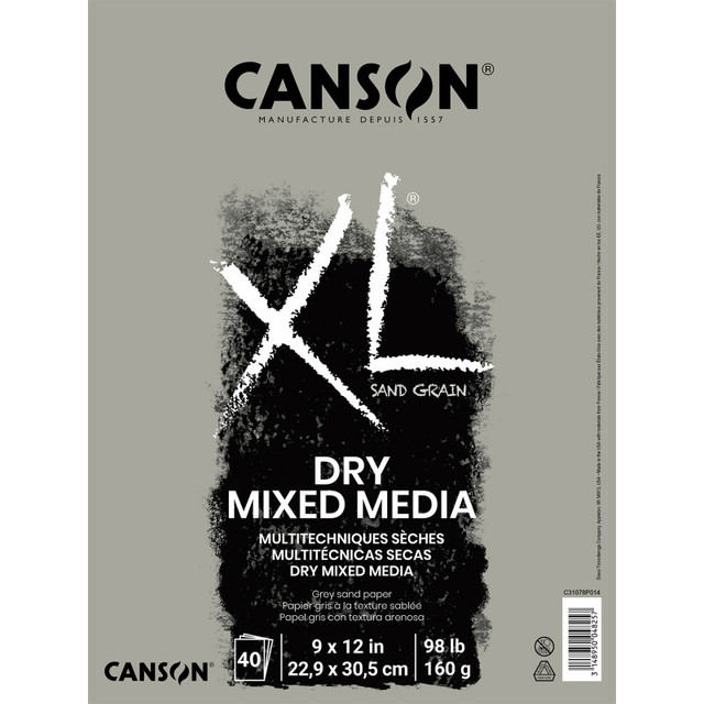 DIXON FINE ART Canson XL Series Mixed Media Pad, Toned Gray, Foldover Binding, 10 Sheet, 9x12 inch, 1 Count