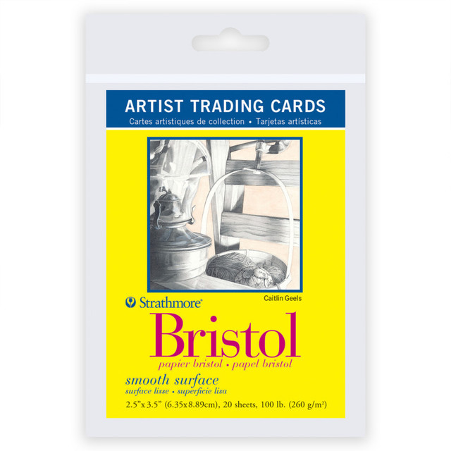 DIXON FINE ART Strathmore 300 Series Artist Trading Cards Bristol Paper Pack, Smooth Finish, 2.5x3.5 inch, 20 Sheets