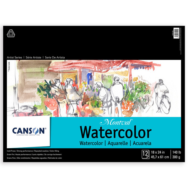 DIXON FINE ART Canson Artist Series Montval Watercolor Pad, Foldover Binding, Foldover Binding, 12 Sheet, 18x24 inch, 1 Count