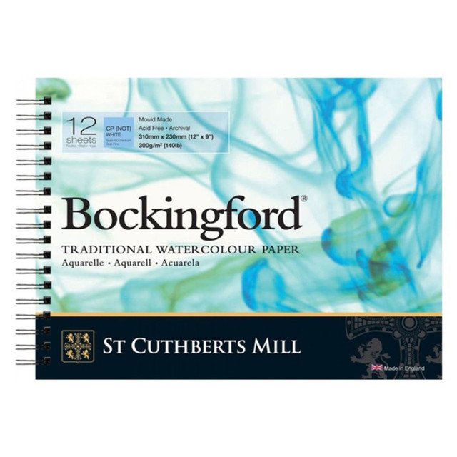 DIXON FINE ART St Cuthberts Bockingford Watercolor Pad, Cold Pressed, Spiral Binding, 140lb/300gsm, 12 Sheet, 9x12 inch, 1 Count