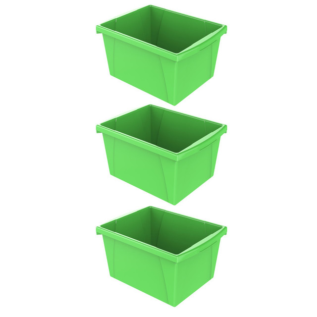 STOREX INDUSTRIES Storex 4 Gallon Classroom Storage Bin, Green, Pack of 3