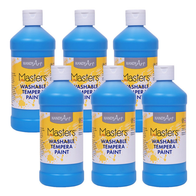 ROCK PAINT DISTRIBUTING CORP Handy Art® Little Masters® Washable Tempera Paint, Light Blue, 16 oz., Pack of 6
