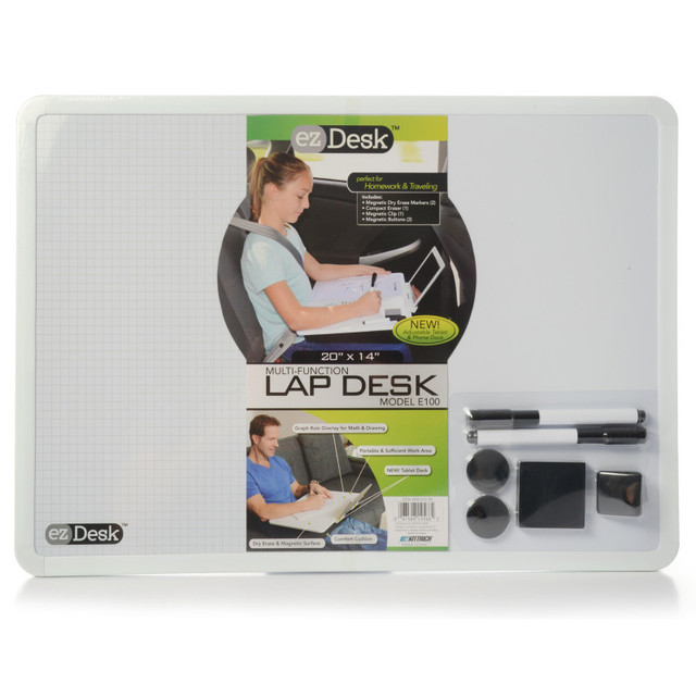 KITTRICH CORPORATION Promarx® EzDesk Magnetic Dry Erase Lap Desk with Graph Ruling, Adjustable Tablet Dock & Accessories, 20" x 14"