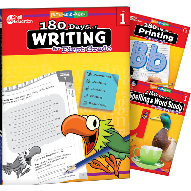 SHELL EDUCATION Shell Education 180 Days Writing, Spelling, & Printing Grade 1: 3-Book Set