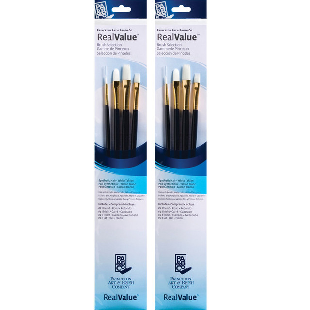 DIXON FINE ART Princeton RealValue Brush Set, White Taklon Bristles, Long Handle Mixed Media Paintbrush, Dark Blue, 4 Per Set, 2 Sets DIXON FINE ART Princeton RealValue Brush Set, White Taklon Bristles, Long Handle Mixed Media Paintbrush, Dark Blue, 4 Per Set, 2 Sets