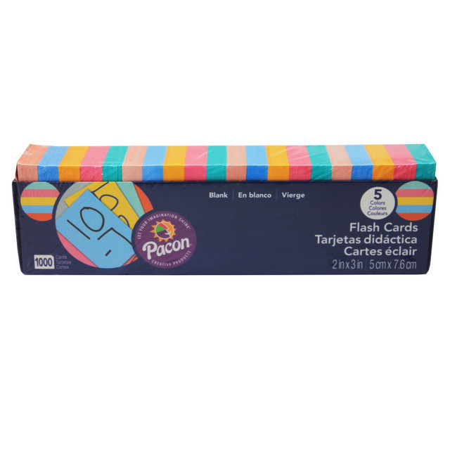 DIXON TICONDEROGA CO Pacon® Blank Flash Cards with Dispenser Box, 5 Assorted Colors, Unruled 3" x 2", 1000 Cards