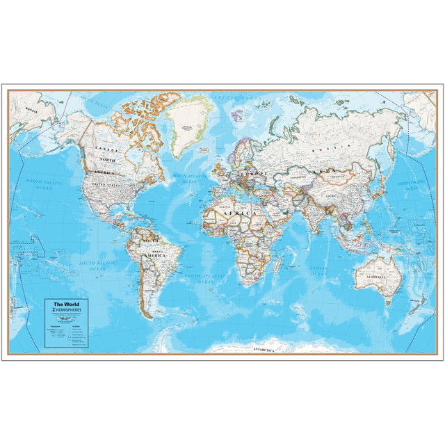 WAYPOINT GEOGRAPHIC Hemispheres® Contemporary Laminated Wall Map, World