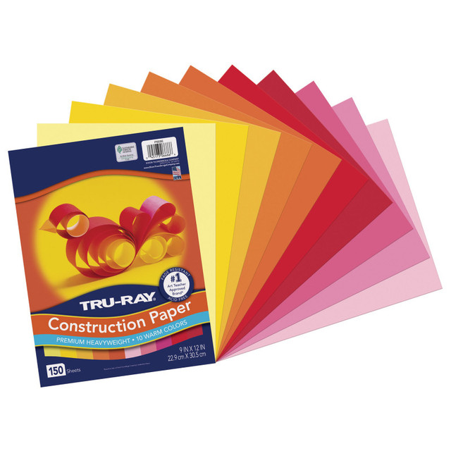 DIXON TICONDEROGA CO Tru-Ray® Construction Paper, Heavyweight, Warm Assorted, 9" x 12", 150 Sheets