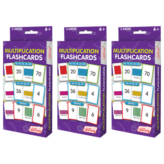 JUNIOR LEARNING Junior Learning® Multiplication Flashcards, 3 Sets Per Pack, 3 Packs