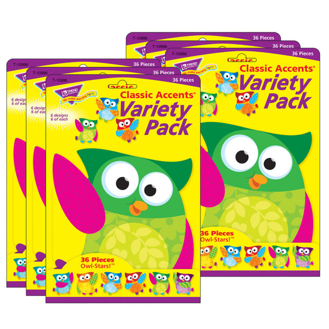 TREND ENTERPRISES INC. TREND Owl-Stars!® Classic Accents® Variety Pack, 36 Per Pack, 3 Packs
