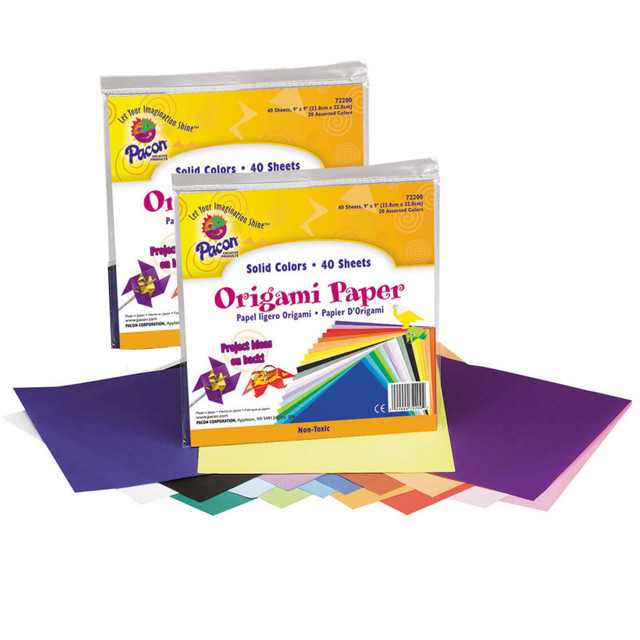 DIXON TICONDEROGA CO Creativity Street® Origami Paper, Assorted Colors, 9" x 9", 40 Sheets Per pack, 2 Packs