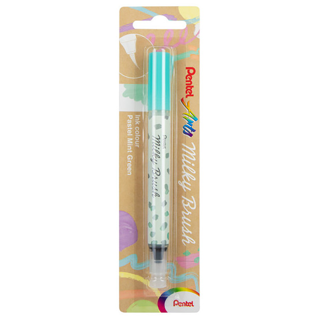 PENTEL OF AMERICA Pentel Arts Milky Brush Pen, Pastel Mint Green Ink, 1-Pack