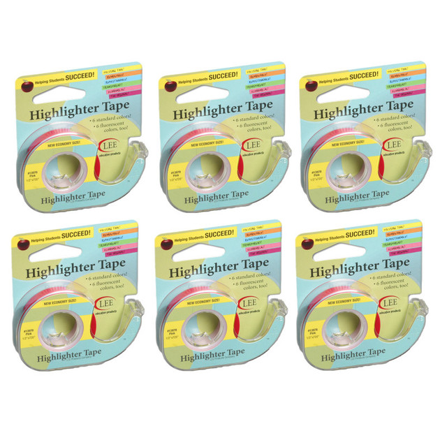 LEE PRODUCTS COMPANY Lee Products Removable Highlighter Tape, Pink, Pack of 6