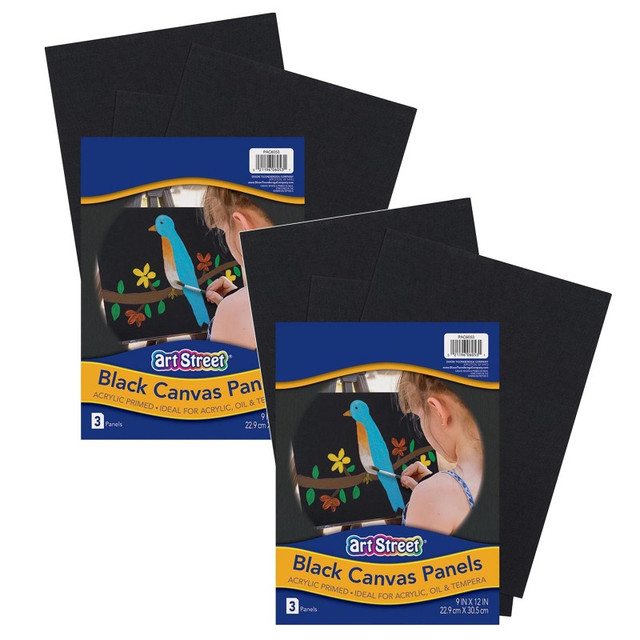 DIXON TICONDEROGA CO Prang® Canvas Panels, Black, 9" x 12", 3 Per Pack, 2 Packs