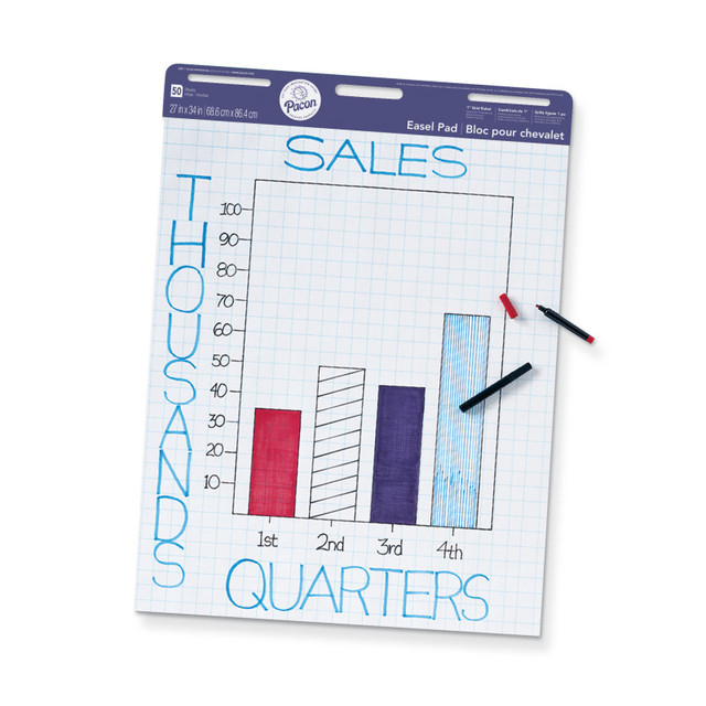 DIXON TICONDEROGA CO Pacon® Easel Pad, Non-Adhesive, White, 1" Grid Ruled 27" x 34", 50 Sheets