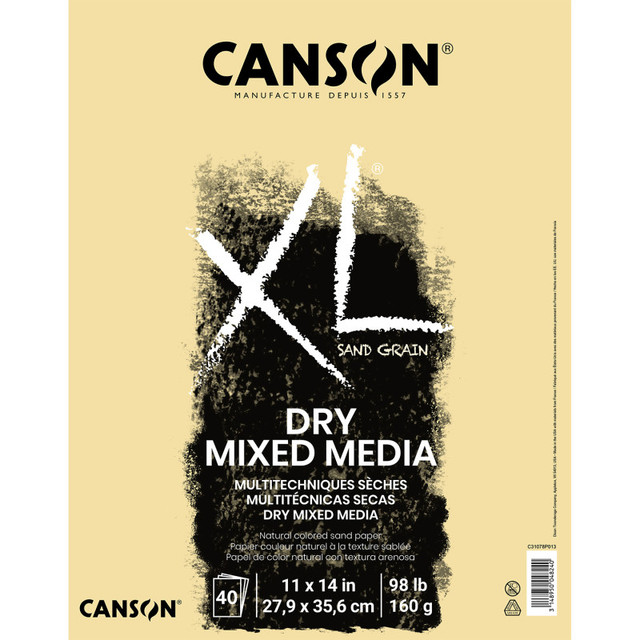 DIXON FINE ART Canson XL Series Mixed Media Pad, Natural Tone, Foldover Binding, 10 Sheet, 11x14 inch, 1 Count
