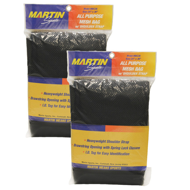 DICK MARTIN SPORTS Martin Sports All Purpose Mesh Bag with Carrying Strap, Black, 24" x 36", Pack of 2