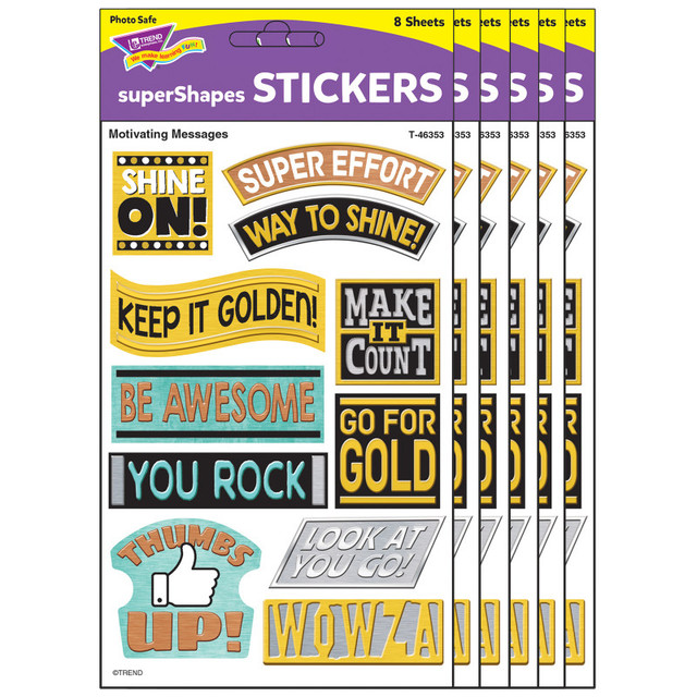 TREND ENTERPRISES INC. TREND I ♥ Metal Motivating Messages superShapes Stickers - Large, 88 Per Pack, 6 Packs