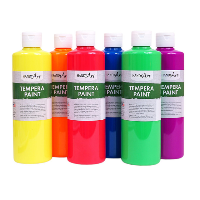 ROCK PAINT DISTRIBUTING CORP Handy Art® Tempera Paint, Pint, Fluorescent 6-Color Set