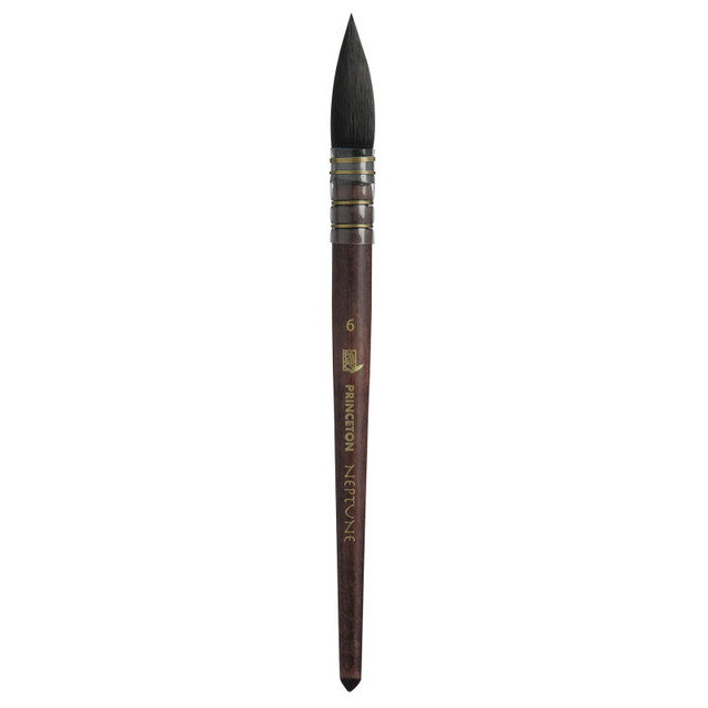 DIXON FINE ART Princeton Neptune Quill Brush, Synthetic Bristles, Short Handle Watercolor Paintbrush, Dark Wood, Size 6, 1 Count DIXON FINE ART Princeton Neptune Quill Brush, Synthetic Bristles, Short Handle Watercolor Paintbrush, Dark Wood, Size 6, 1 Count