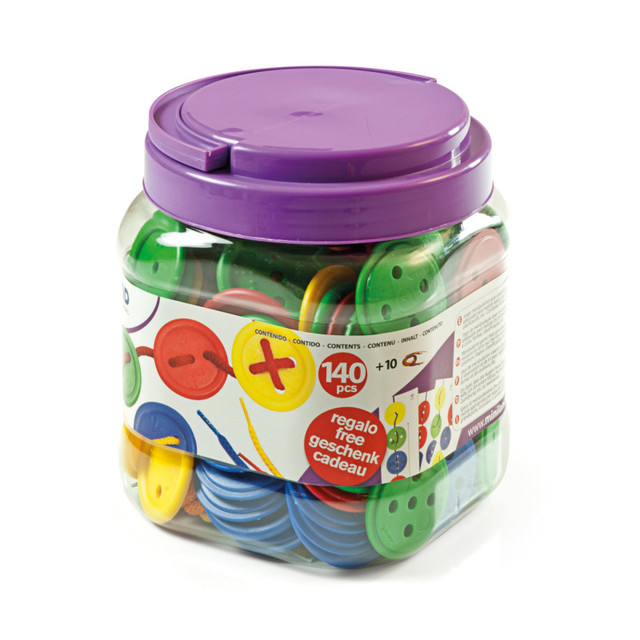 MINILAND EDUCATIONAL CORPORATION Miniland Lacing Buttons: 140 Pieces Per Jar