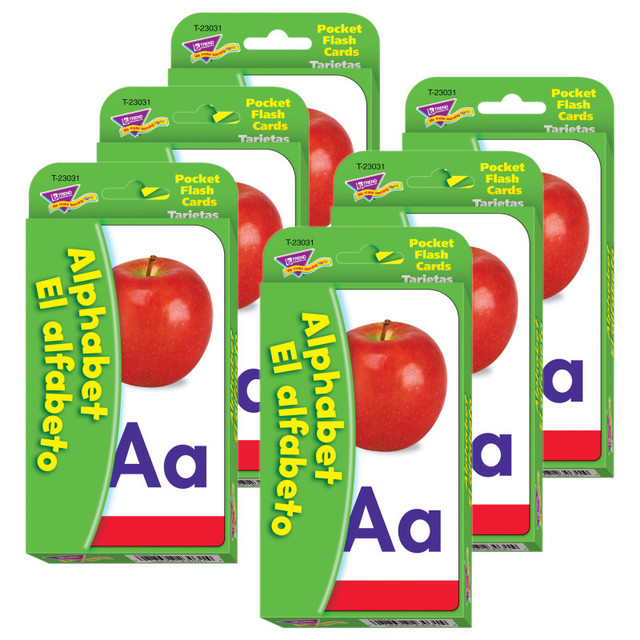 TREND ENTERPRISES INC. TREND Alphabet/El Alfabeto (EN/SP) Pocket Flash Cards, 6 Packs