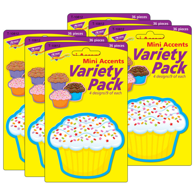 TREND ENTERPRISES INC. TREND Cupcakes Mini Accents Variety Pack, 36 Per Pack, 6 Packs