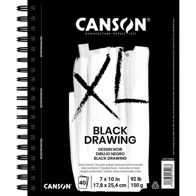 DIXON FINE ART Canson XL Series Drawing Pad, Black, Side Wire Binding, 10 Sheet, 7x10 inch, 1 Count
