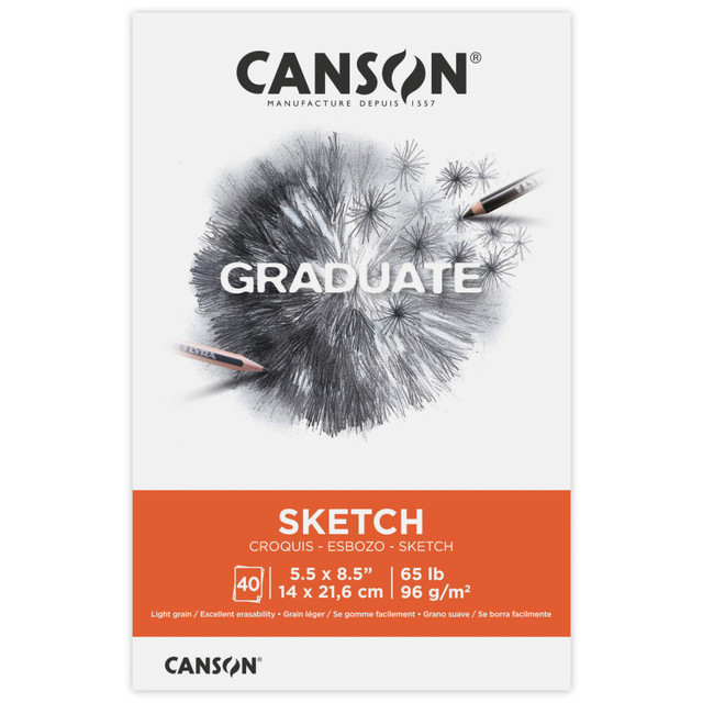 DIXON FINE ART Canson Graduate Sketch Pad, Foldover Binding, 10 Sheet, 5.5x8.5 inch, 1 Count