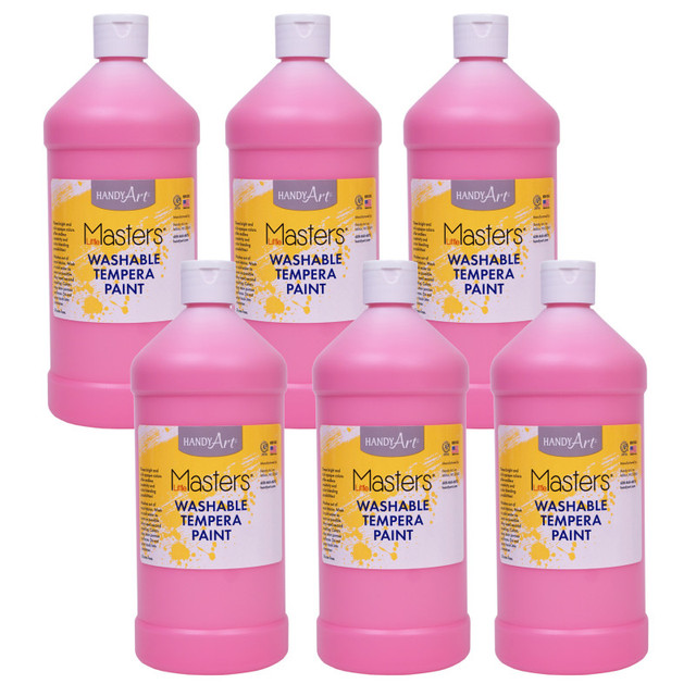 ROCK PAINT DISTRIBUTING CORP Handy Art® Little Masters® Washable Tempera Paint, Pink, 32 oz., Pack of 6