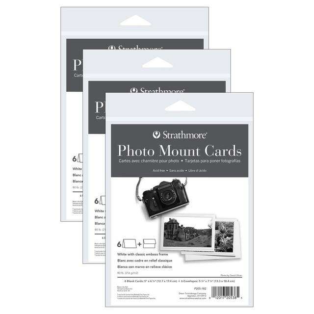 DIXON FINE ART Strathmore Photo Mount Cards & Envelopes, Classic Embossed Border, Full Size, 5x6.875 inch, 6 Per Pack, 3 Packs