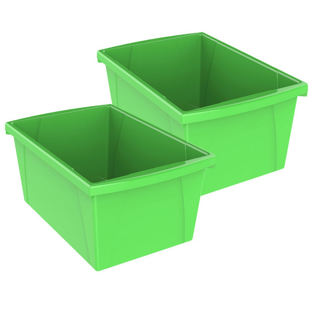 STOREX INDUSTRIES Storex Medium Classroom Storage Bin, Green, Pack of 2