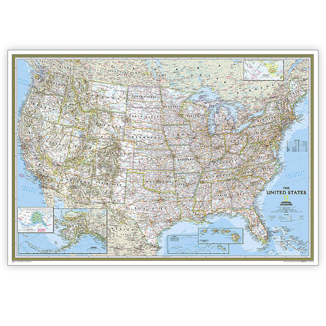 NATIONAL GEOGRAPHIC MAPS National Geographic United States Classic Map, Enlarged and Laminated, 69.25" x 48"