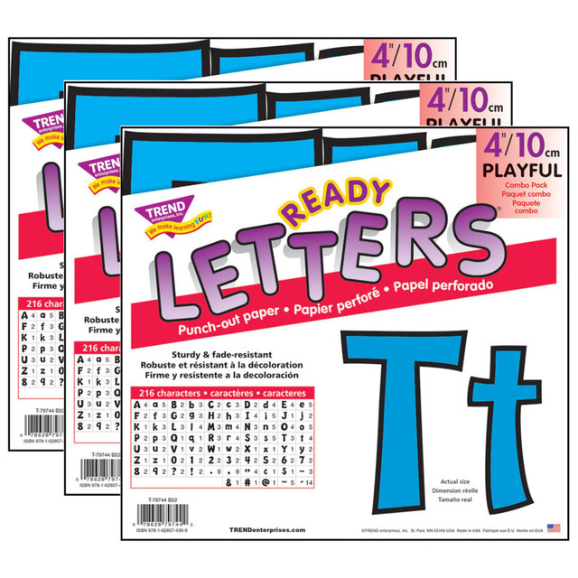 TREND ENTERPRISES INC. TREND Blue 4" Playful Combo Ready Letters®, 3 Packs