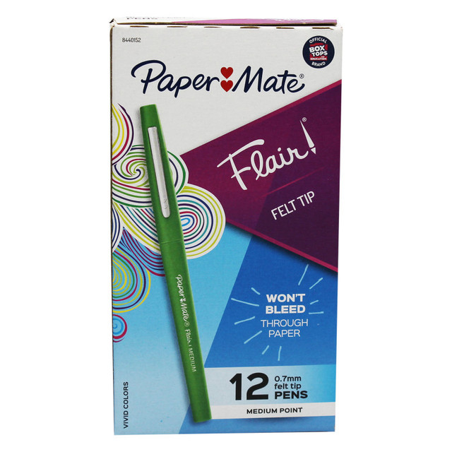 NEWELL BRANDS DISTRIBUTION LLC Paper Mate® Flair Pens, Medium, Green, Box of 12