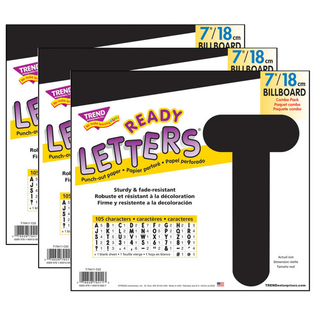 TREND ENTERPRISES INC. TREND Black 7" Billboard Uppercase Ready Letters®, 3 Packs