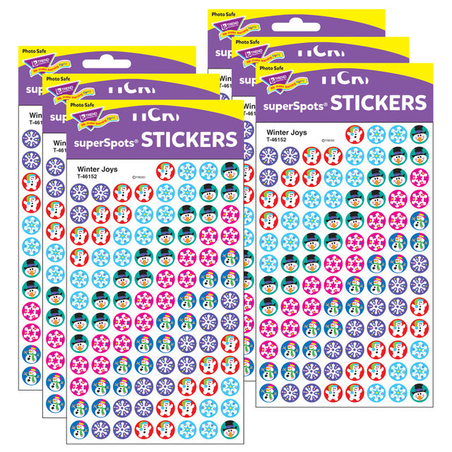 TREND ENTERPRISES INC. TREND Winter Joys superSpots® Stickers, 800 Per Pack, 6 Packs