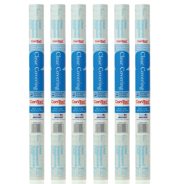 KITTRICH CORPORATION Con-Tact® Brand Self-Adhesive Covering, Clear, 18" x 9 ft, 6 Rolls