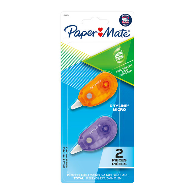 NEWELL BRANDS DISTRIBUTION LLC Paper Mate® Liquid Paper DryLine Micro Correction Tape, Assorted Colors, 2 Count
