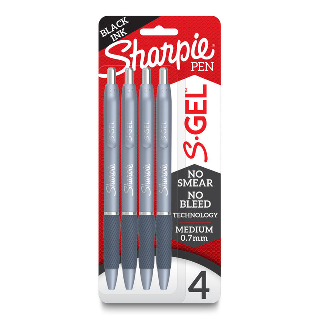 NEWELL BRANDS DISTRIBUTION LLC Sharpie® S-Gel, Gel Pens, Medium Point (0.7mm), Frost Blue Body, Black Gel Ink Pens, 4 Count