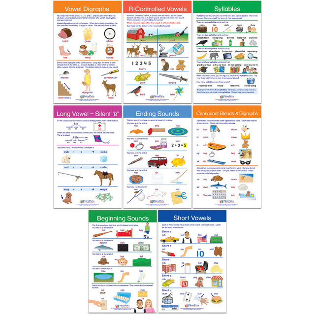 NEWPATH LEARNING NewPath Learning Decoding & Phonics Bulletin Board Charts, Set of 8