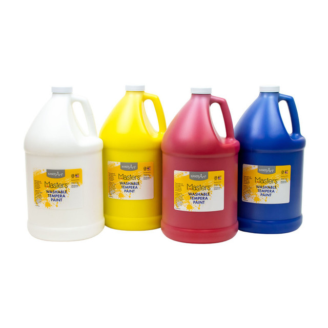ROCK PAINT DISTRIBUTING CORP Handy Art® Little Masters® Washable Tempera Paint - 4 Gallon Kit, White, Yellow, Red, Blue