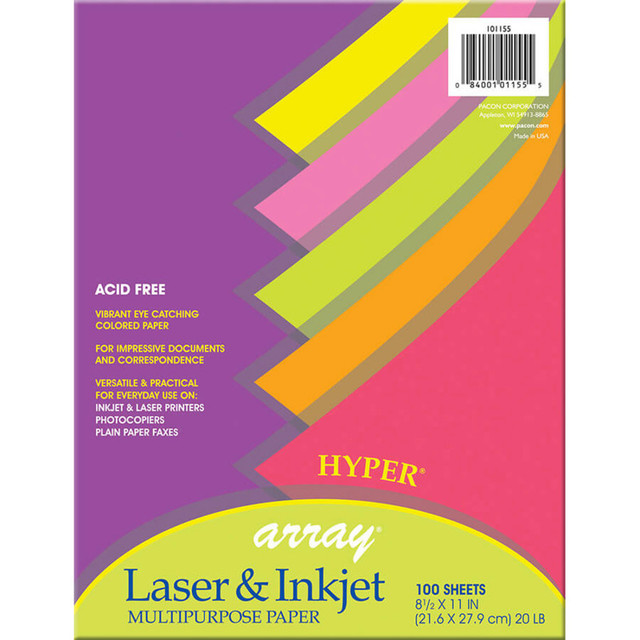 DIXON TICONDEROGA CO Pacon® Hyper Multi-Purpose Paper, 5 Assorted Colors, 20 lb., 8-1/2" x 11", 100 Sheets