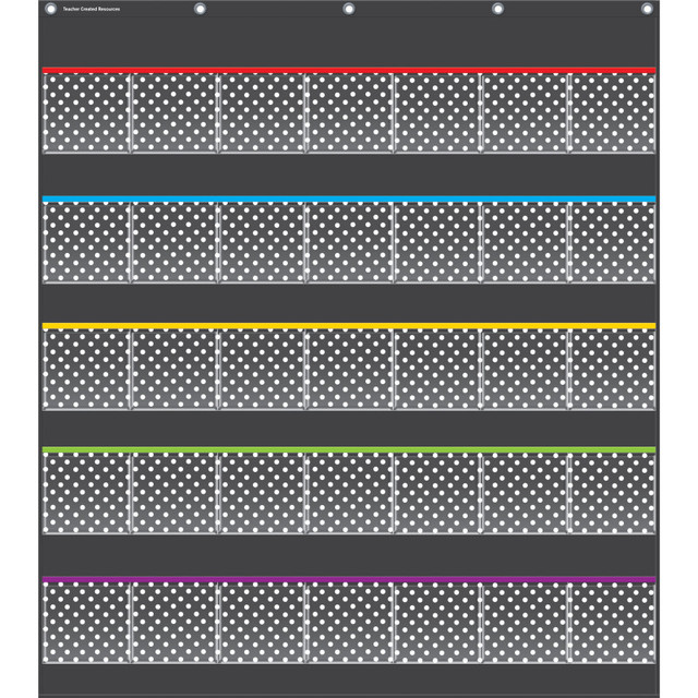 TEACHER CREATED RESOURCES Teacher Created Resources® Black Polka Dots Storage Pocket Chart