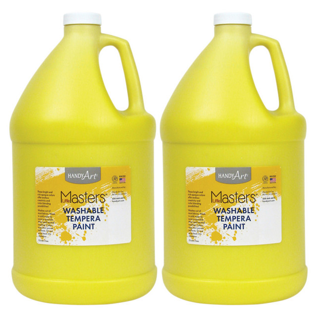 ROCK PAINT DISTRIBUTING CORP Handy Art® Little Masters® Washable Tempera Paint, Yellow, Gallon, Pack of 2