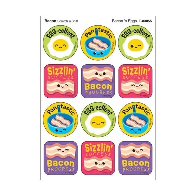 TREND ENTERPRISES INC. TREND Bacon 'n Eggs, Bacon Scent Scratch 'n Sniff Stinky Stickers®, Pack of 48