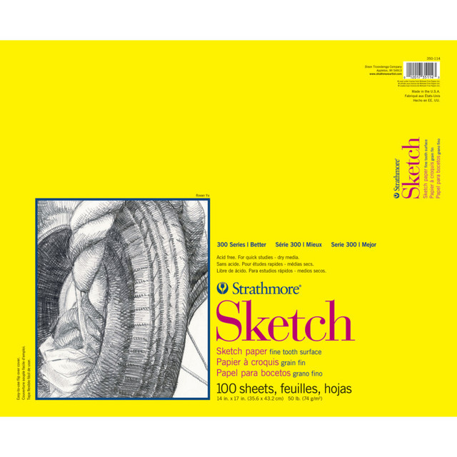 DIXON FINE ART Strathmore 300 Series Sketch Pad, Glue Binding, 100 Sheets, 14x17 inch