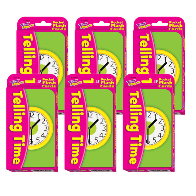 TREND ENTERPRISES INC. TREND Telling Time Pocket Flash Cards, 6 Packs